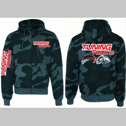 Tuning Fanatic hrubá maskáčová mikina na zips s kapucou vzor Nightcamo - Nočný maskáč " Splinter "